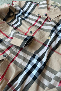MADE IN ITALY L/S NOVA CHECK SHIRT / BEIGE [SIZE: L USED]