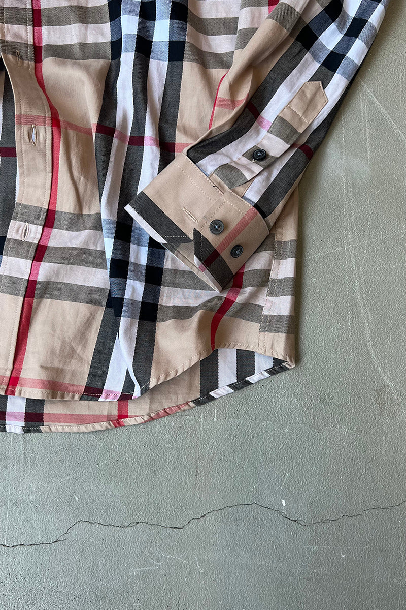 MADE IN ITALY L/S NOVA CHECK SHIRT / BEIGE [SIZE: L USED]