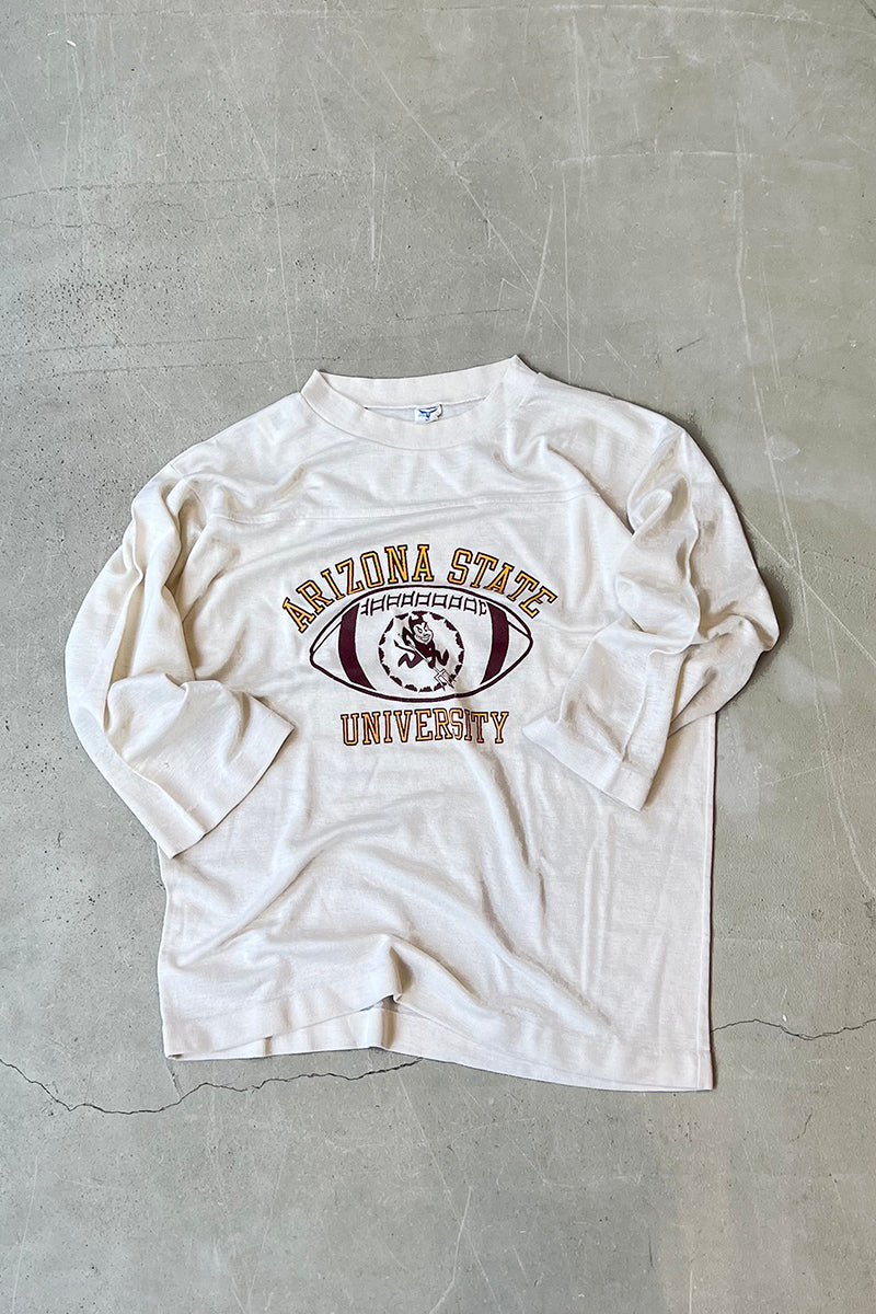 70'S ARIZONA STATE UNIVERSITY RUGBY T-SHIRT / WHITE [SIZE: XL USED]