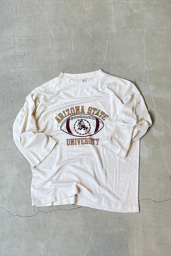 70'S ARIZONA STATE UNIVERSITY RUGBY T-SHIRT / WHITE [SIZE: XL USED]