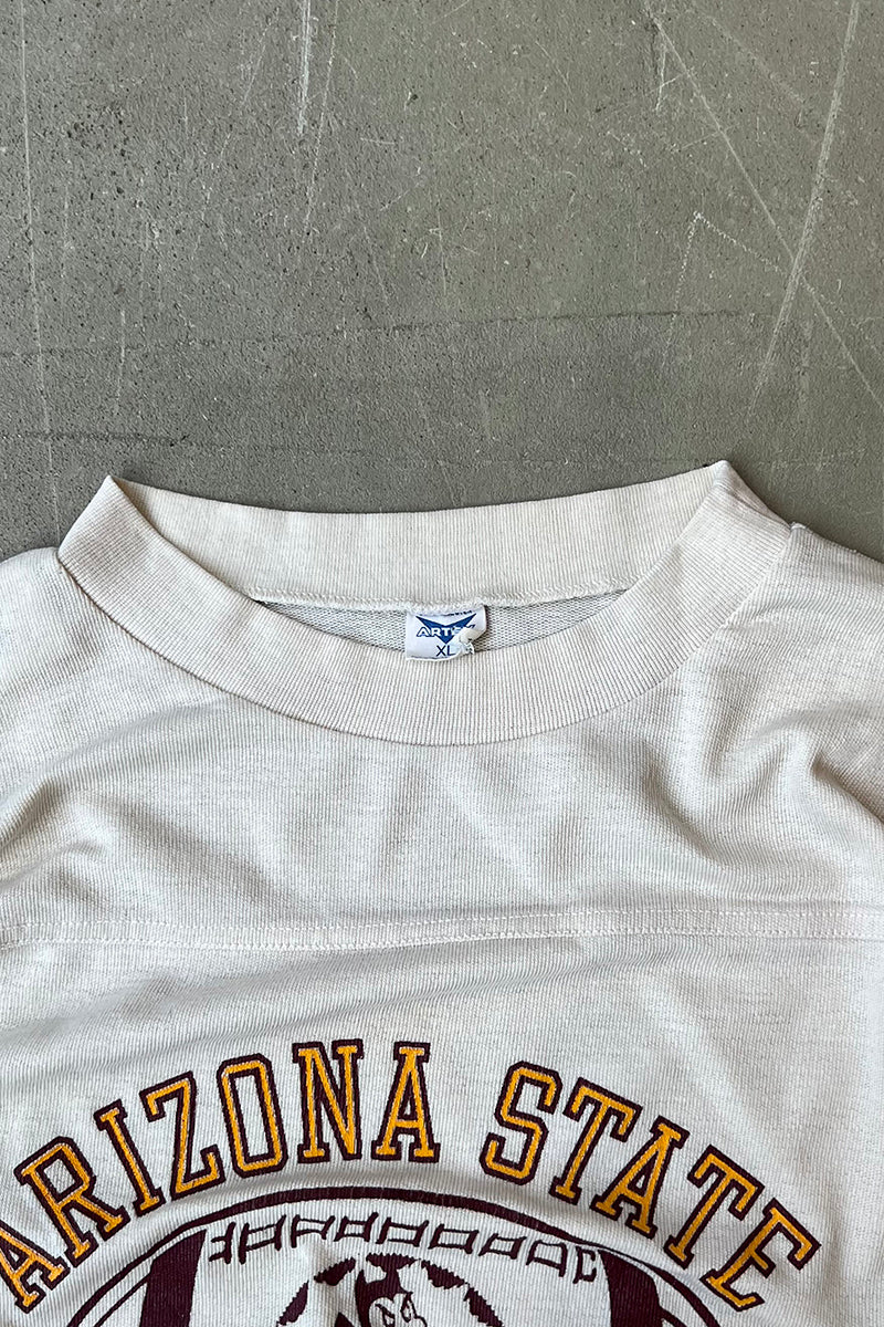 70'S ARIZONA STATE UNIVERSITY RUGBY T-SHIRT / WHITE [SIZE: XL USED]
