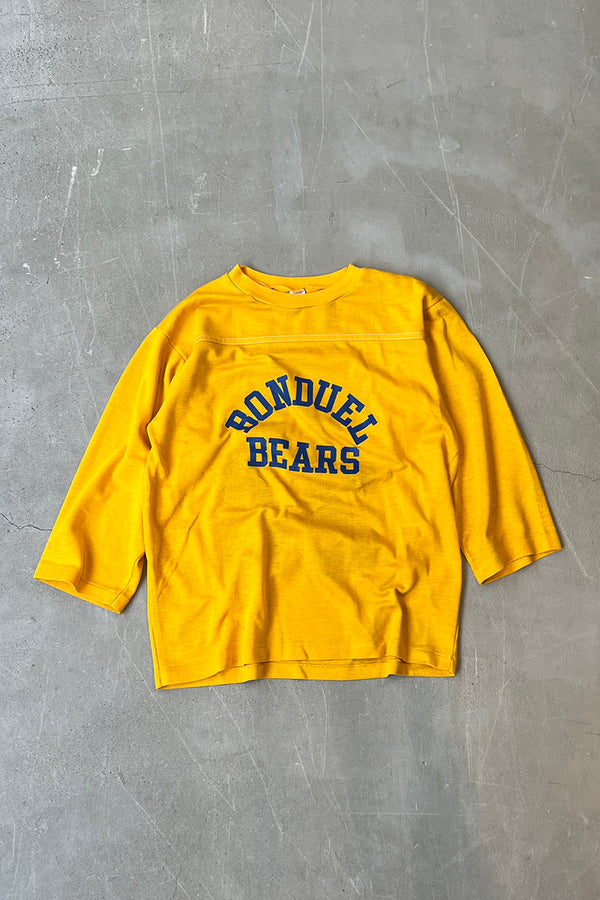 MADE IN USA 70'S BONDUEL BEARS RUGBY T-SHIRT / YELLOW [SIZE: M USED]