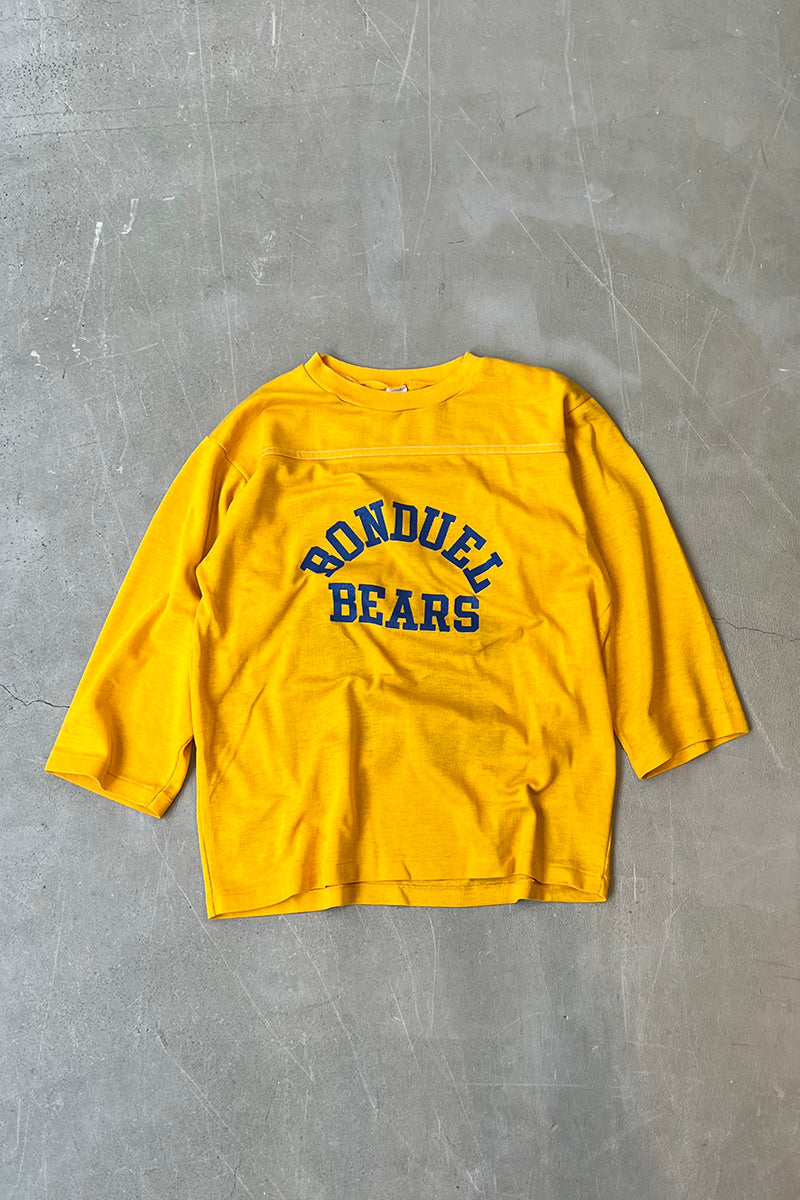 MADE IN USA 70'S BONDUEL BEARS RUGBY T-SHIRT / YELLOW [SIZE: M USED]
