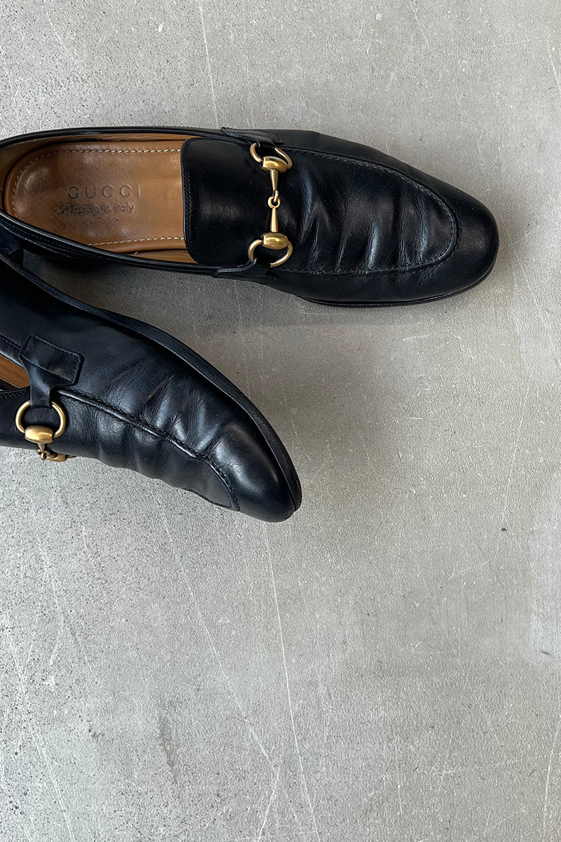 MADE IN ITALY HORSE BIT LEATHER LOAFERS / BLACK [SIZE: US8 (26.0cm相当) USED]