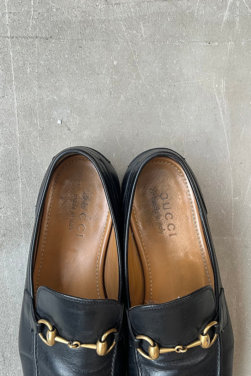 MADE IN ITALY HORSE BIT LEATHER LOAFERS / BLACK [SIZE: US8 (26.0cm相当) USED]