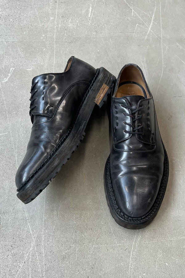 MADE IN ITALY LEATHER DERBY SHOES / BLACK [SIZE: US8.5 (approx. 26.5cm) USED]