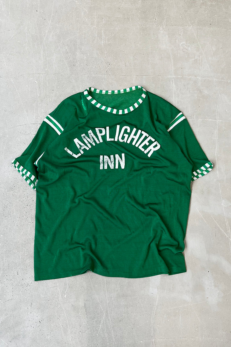 70-80'S LAMPLIGHTER INN RUGBY SHIRT / GREEN [SIZE: M USED]