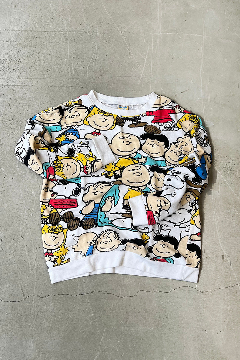 ALLOVER PRINT SNOOPY SWEATSHIRT / WHITE [SIZE: M USED]