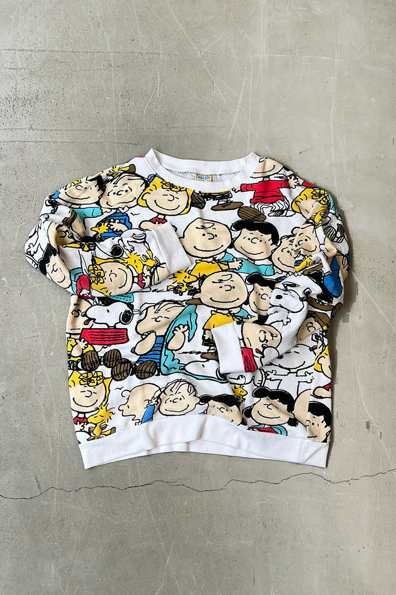 ALLOVER PRINT SNOOPY SWEATSHIRT / WHITE [SIZE: M USED]