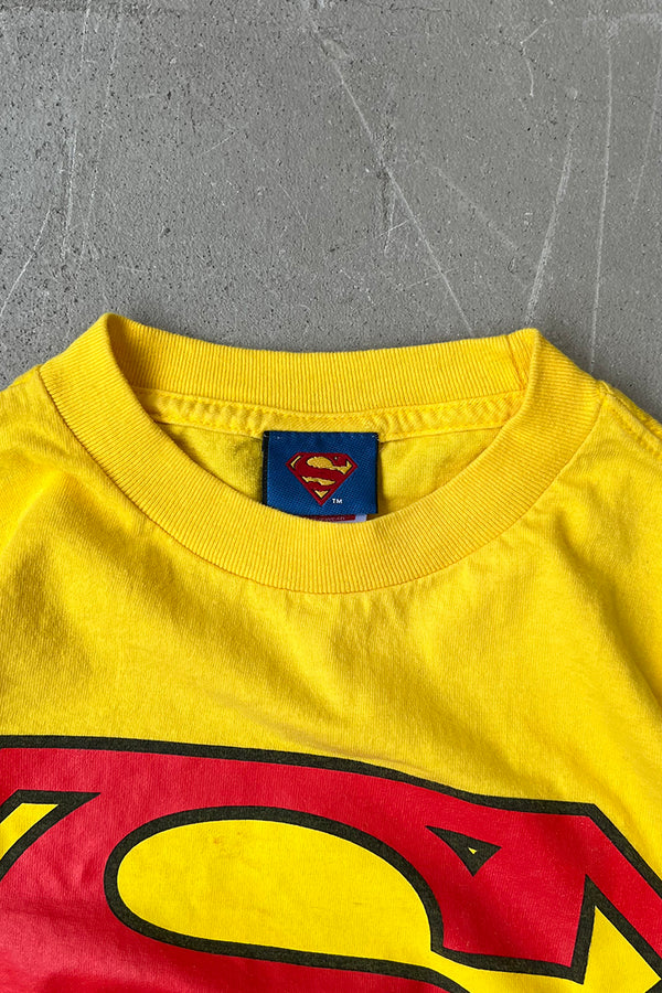 MADE IN MEXICO 90'S SUPERMAN MOVIE T-SHIRT / YELLOW [SIZE: M USED]