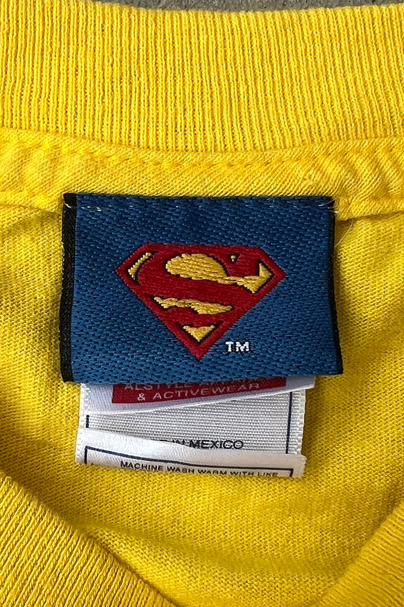 MADE IN MEXICO 90'S SUPERMAN MOVIE T-SHIRT / YELLOW [SIZE: M USED]