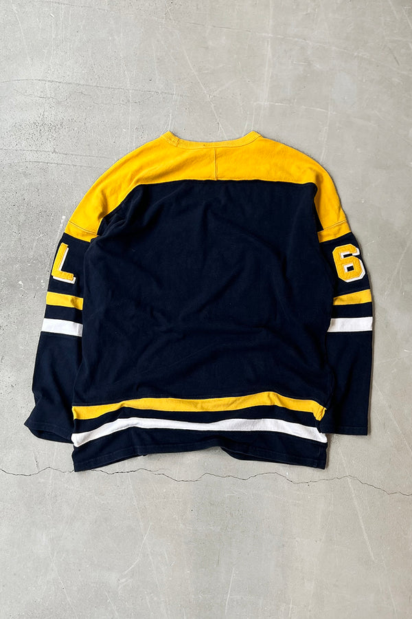 90'S-Y2K EARLY 00'S L/S HOCKEY GAME SHIRT / BLACK [SIZE: M USED]