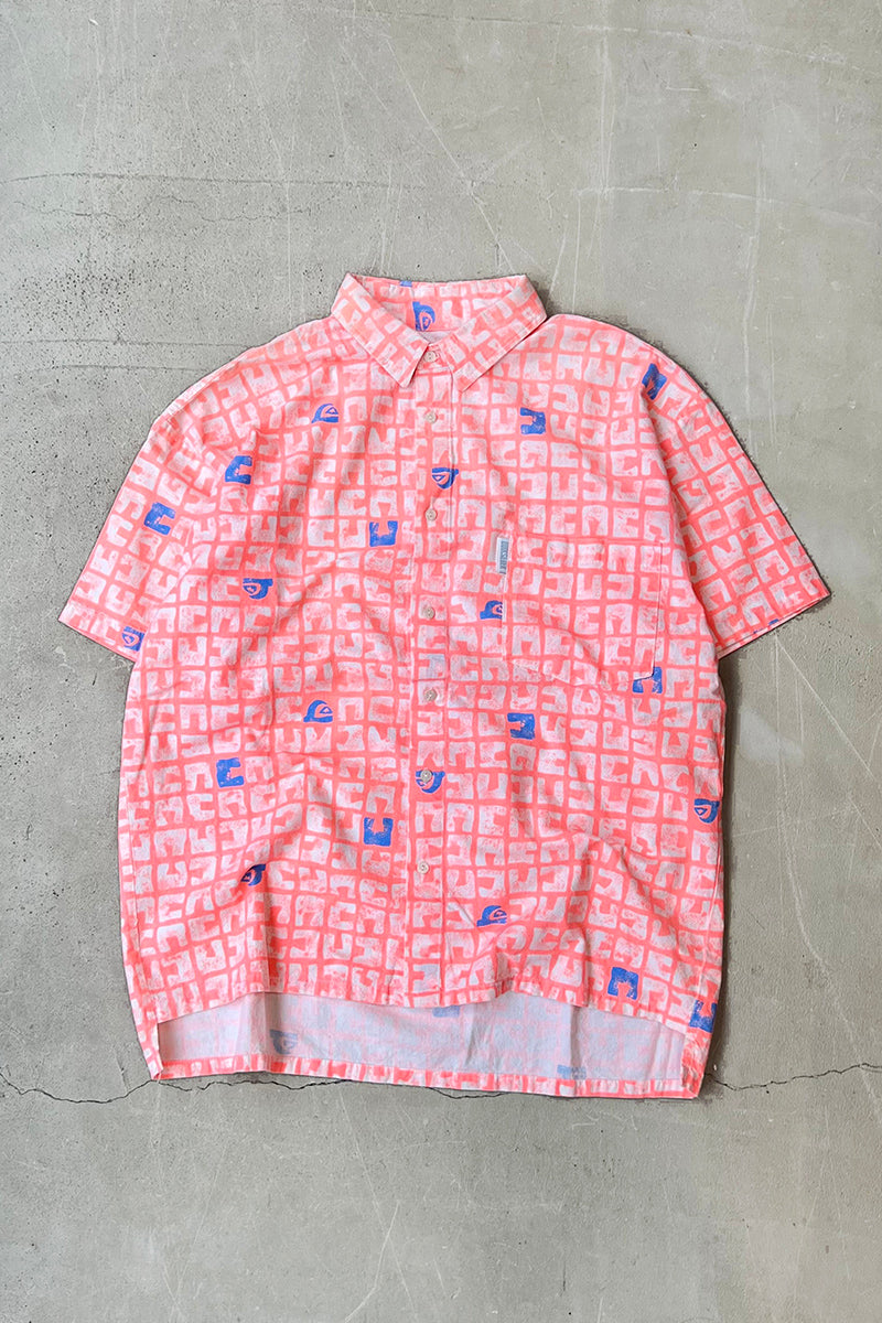 80'S S/S PATTERN SHIRT / PINK [SIZE: S USED]