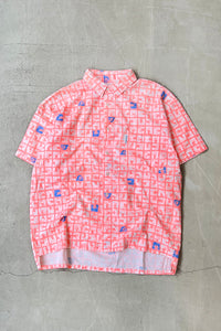 80'S S/S PATTERN SHIRT / PINK [SIZE: S USED]