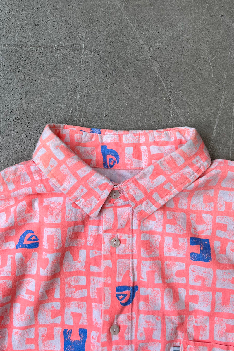80'S S/S PATTERN SHIRT / PINK [SIZE: S USED]