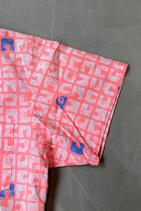 80'S S/S PATTERN SHIRT / PINK [SIZE: S USED]
