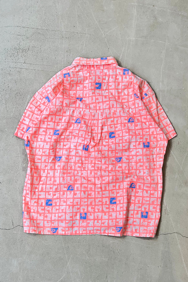 80'S S/S PATTERN SHIRT / PINK [SIZE: S USED]