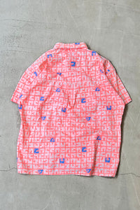 80'S S/S PATTERN SHIRT / PINK [SIZE: S USED]