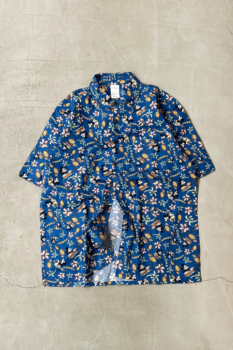Y2K EALRY 00'S PATTERN HAWAIIAN S/S SHIRT / MULTI [SIZE: M USED]