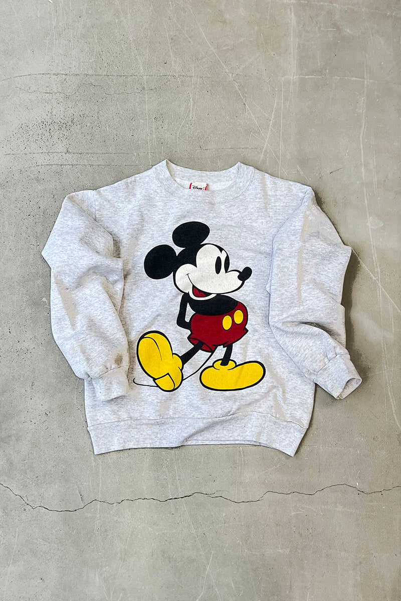 MADE IN USA 90'S MICKEY SWEATSHIRT / GRAY [SIZE: S USED]