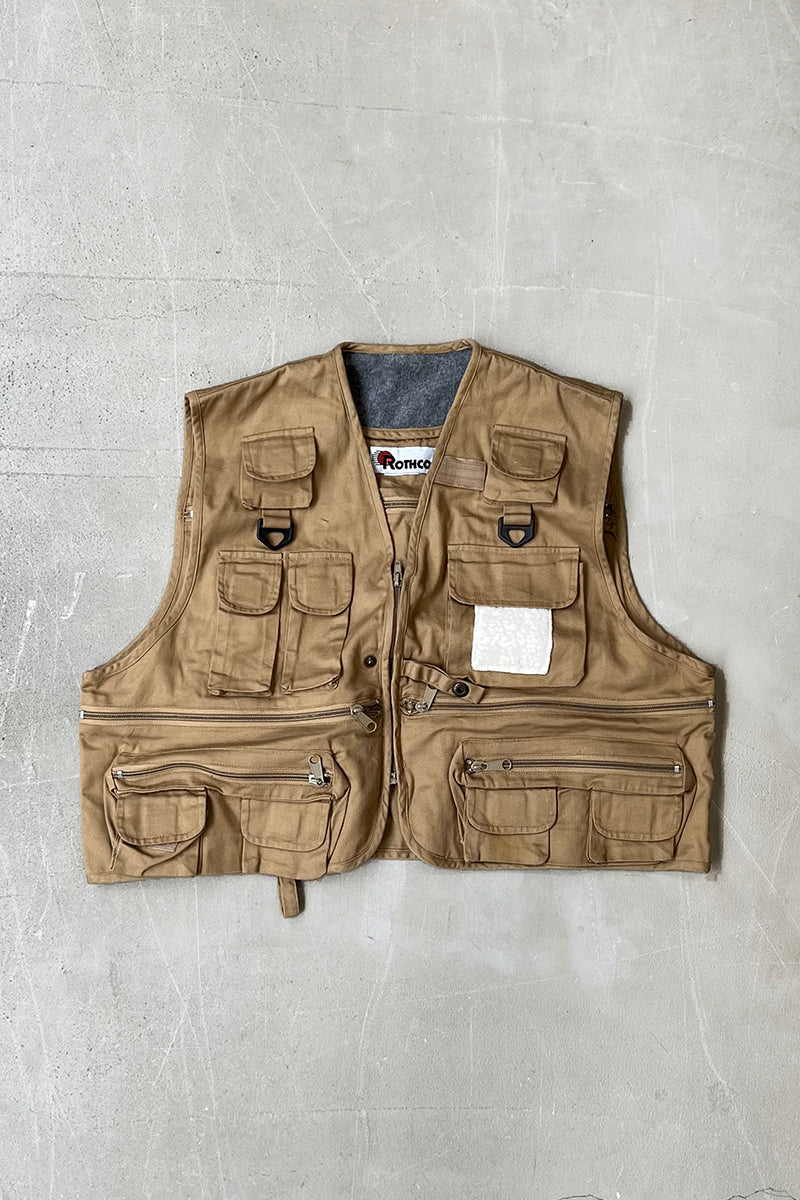 90'S FISHING VEST / BEIGE [SIZE: S USED]