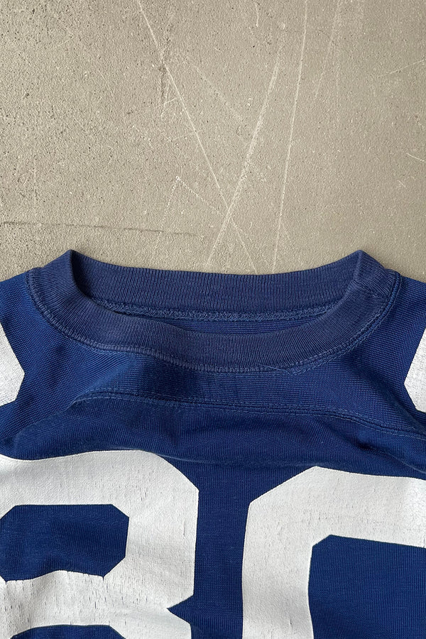 MADE IN USA 70-80'S HOCKEY GAME SHIRT / BLUE [SIZE: 40 USED]