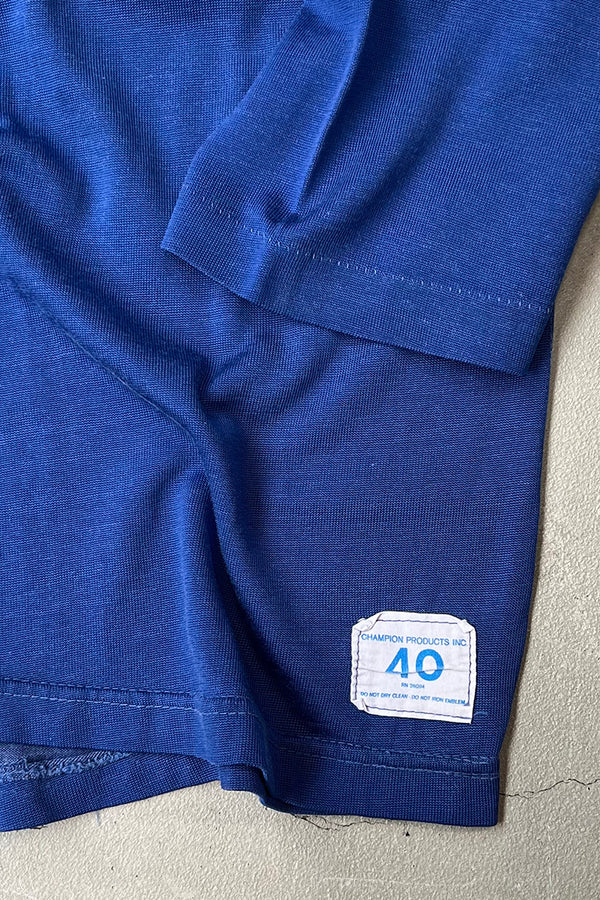 MADE IN USA 70-80'S HOCKEY GAME SHIRT / BLUE [SIZE: 40 USED]