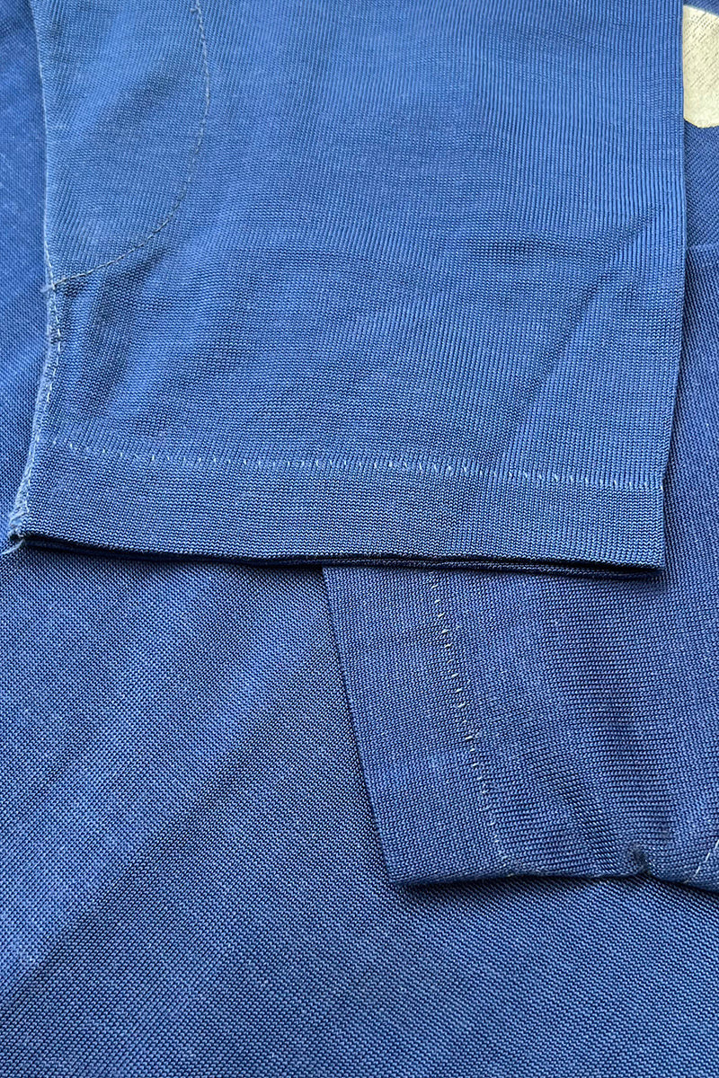 MADE IN USA 70-80'S HOCKEY GAME SHIRT / BLUE [SIZE: 40 USED]