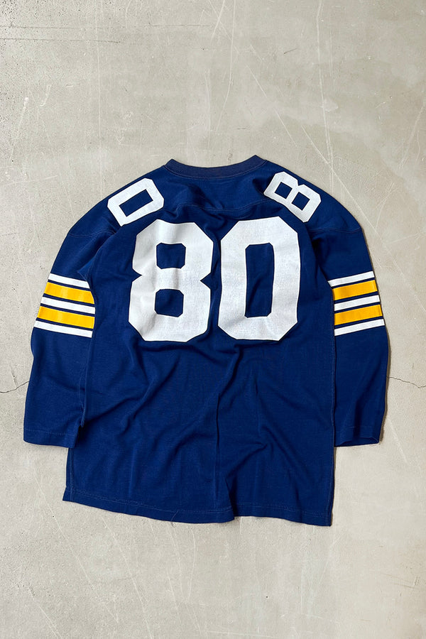 MADE IN USA 70-80'S HOCKEY GAME SHIRT / BLUE [SIZE: 40 USED]