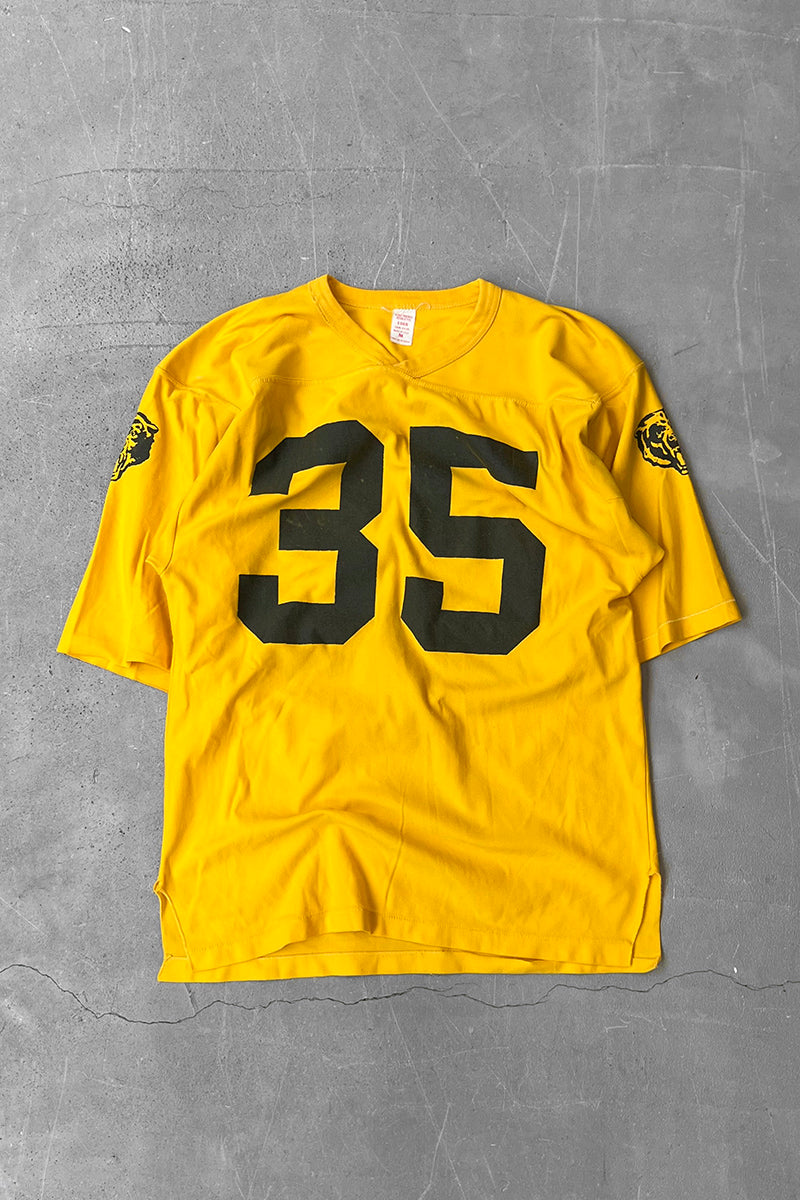 MADE IN USA 80'S V-NECK RUGBY SHIRT / YELLOW [SIZE: M USED]