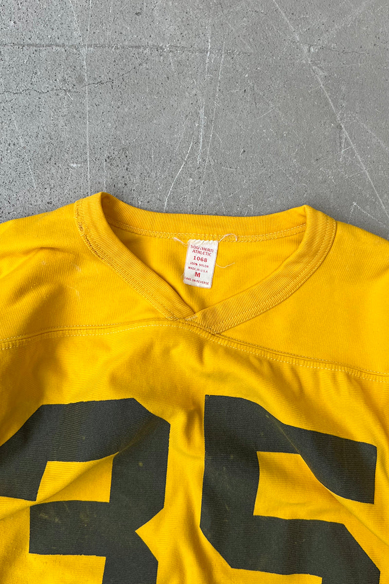 MADE IN USA 80'S V-NECK RUGBY SHIRT / YELLOW [SIZE: M USED]