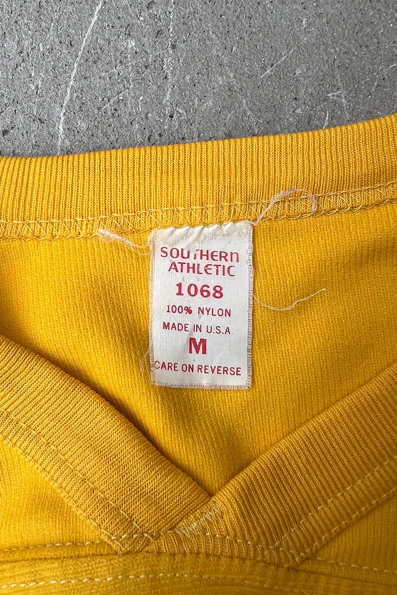 MADE IN USA 80'S V-NECK RUGBY SHIRT / YELLOW [SIZE: M USED]