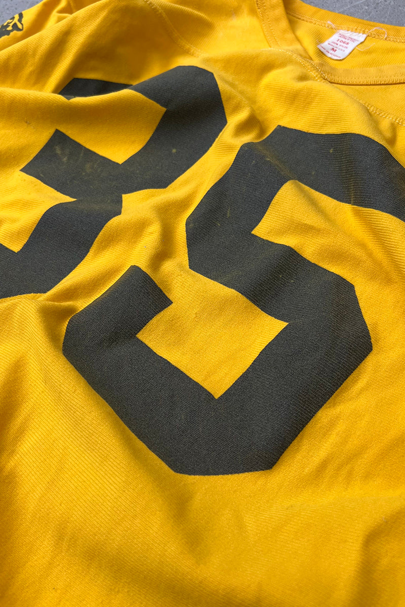 MADE IN USA 80'S V-NECK RUGBY SHIRT / YELLOW [SIZE: M USED]