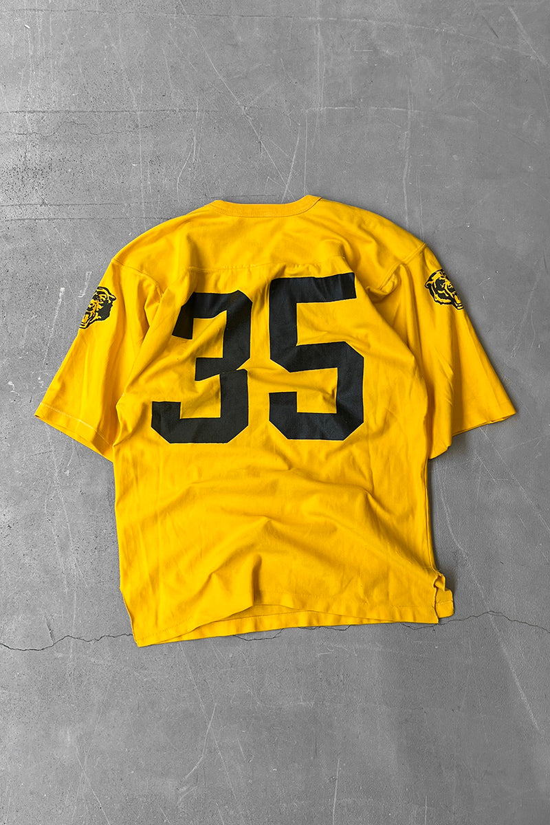 MADE IN USA 80'S V-NECK RUGBY SHIRT / YELLOW [SIZE: M USED]