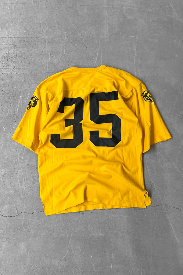 MADE IN USA 80'S V-NECK RUGBY SHIRT / YELLOW [SIZE: M USED]