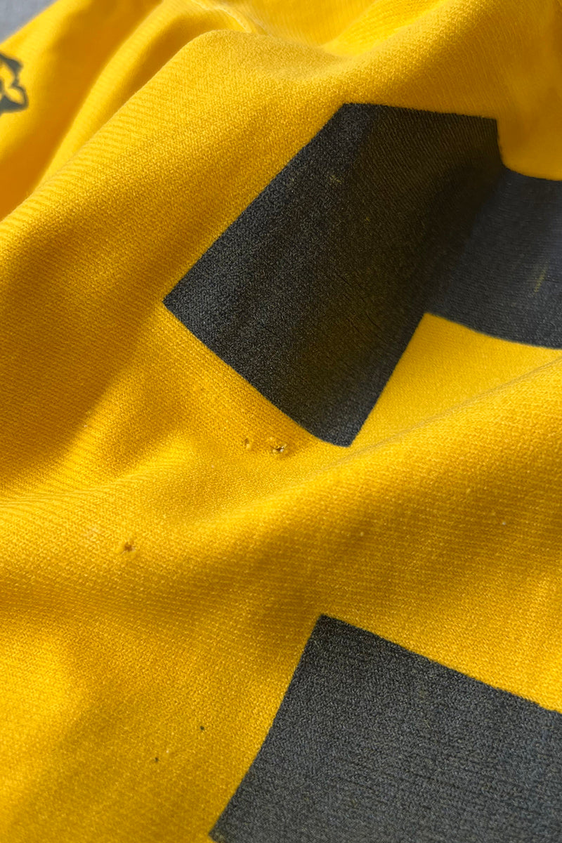 MADE IN USA 80'S V-NECK RUGBY SHIRT / YELLOW [SIZE: M USED]