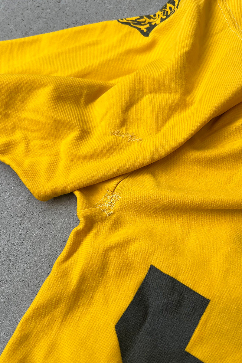 MADE IN USA 80'S V-NECK RUGBY SHIRT / YELLOW [SIZE: M USED]