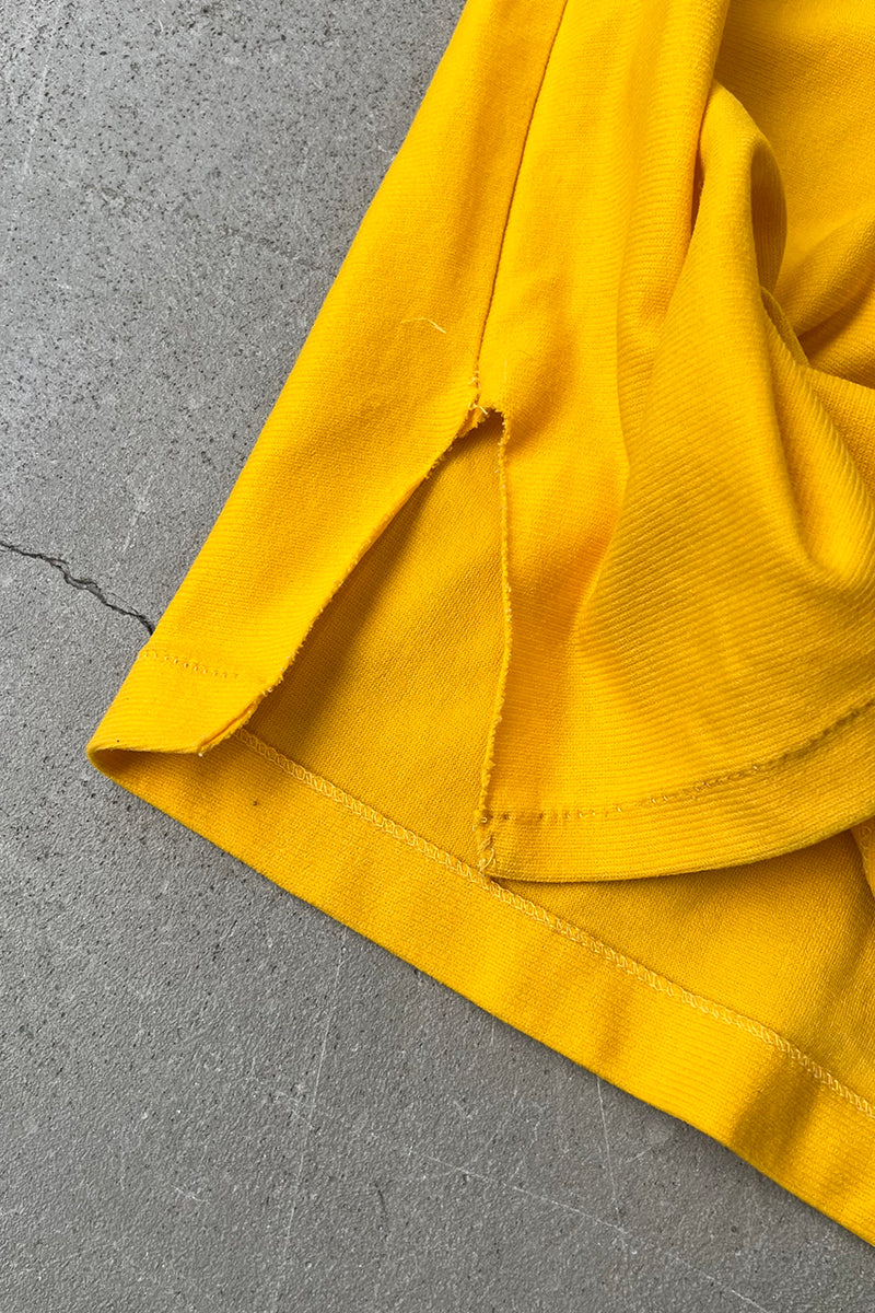MADE IN USA 80'S V-NECK RUGBY SHIRT / YELLOW [SIZE: M USED]