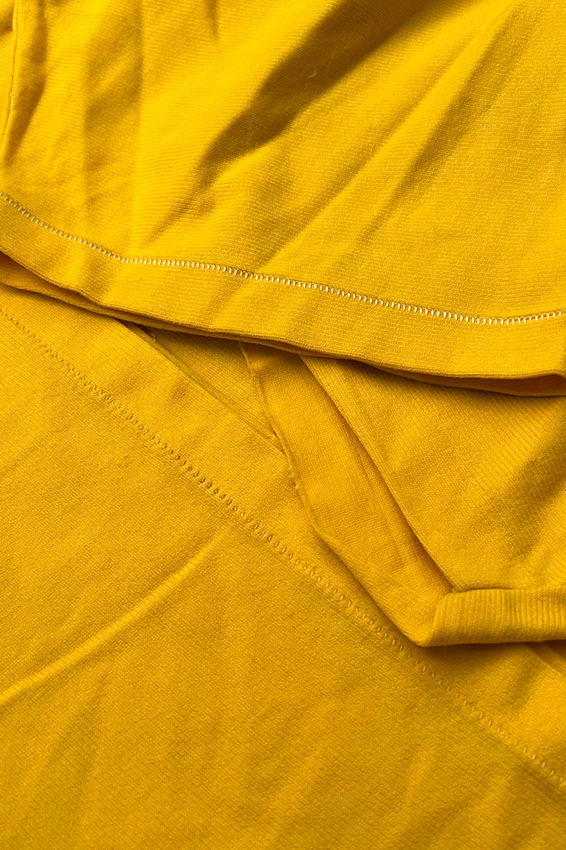 MADE IN USA 80'S V-NECK RUGBY SHIRT / YELLOW [SIZE: M USED]