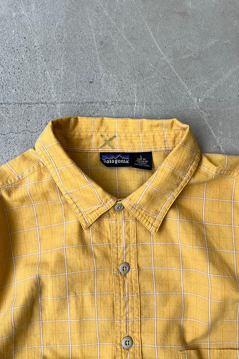 Y2K 03'S S/S CHECK SHIRT / YELLOW [SIZE: L USED]