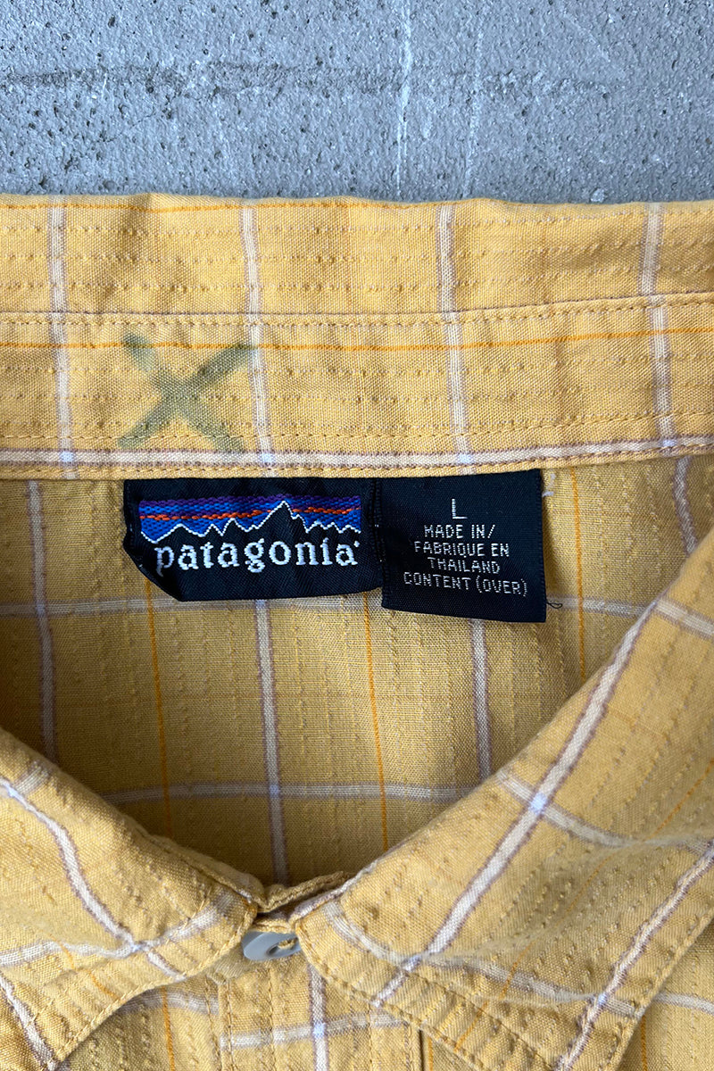 Y2K 03'S S/S CHECK SHIRT / YELLOW [SIZE: L USED]