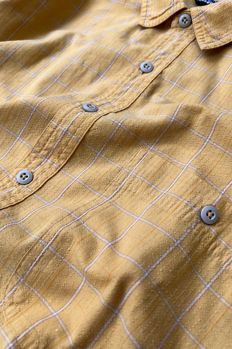 Y2K 03'S S/S CHECK SHIRT / YELLOW [SIZE: L USED]