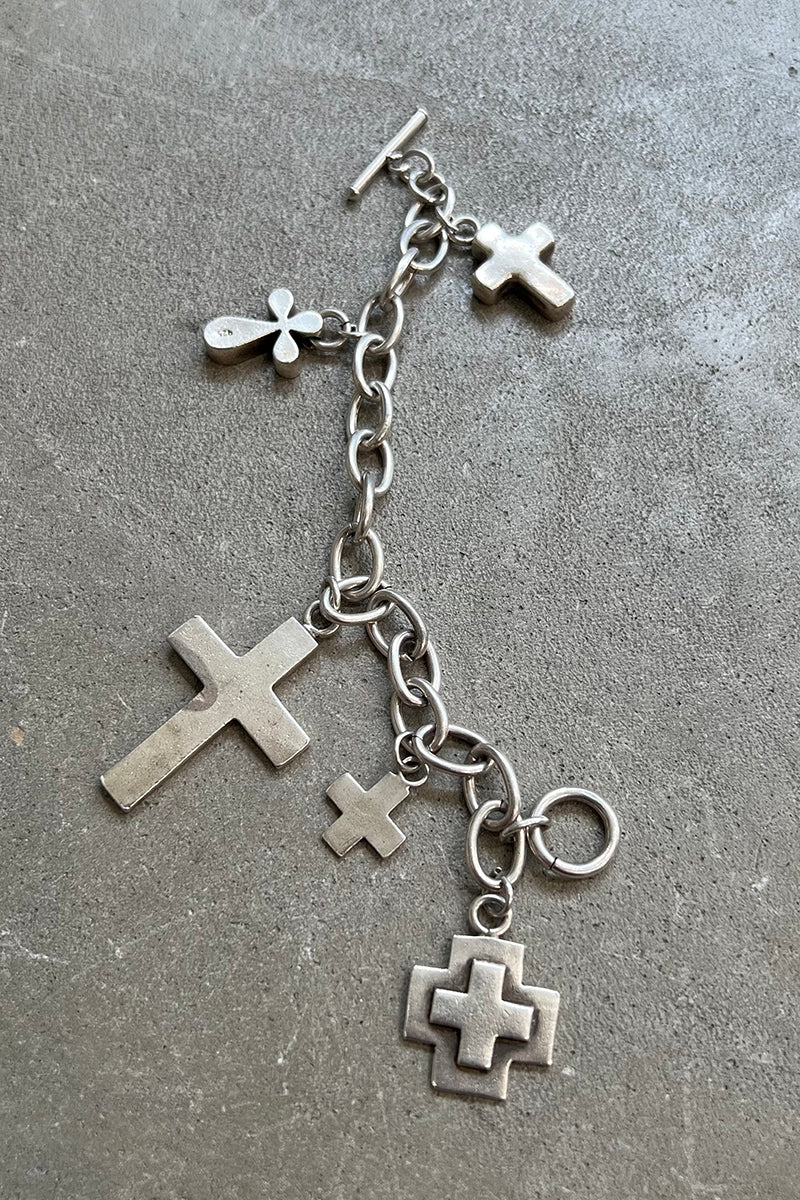 925 SILVER CROSS CHARM BRACELET / SILVER  [SIZE: ONE SIZE USED]