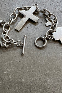 925 SILVER CROSS CHARM BRACELET / SILVER  [SIZE: ONE SIZE USED]