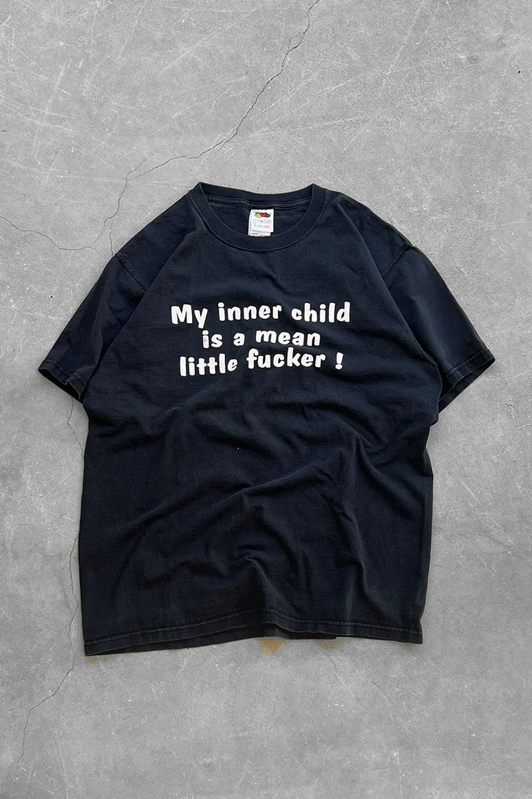 Y2K EARLY 00'S MY INNER CHILD MESSAGE T-SHIRT / BLACK [SIZE: L USED]