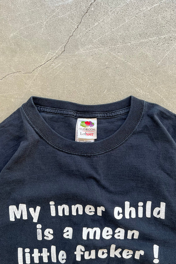 Y2K EARLY 00'S MY INNER CHILD MESSAGE T-SHIRT / BLACK [SIZE: L USED]