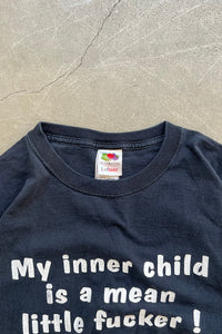Y2K EARLY 00'S MY INNER CHILD MESSAGE T-SHIRT / BLACK [SIZE: L USED]