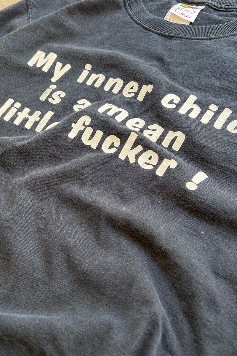 Y2K EARLY 00'S MY INNER CHILD MESSAGE T-SHIRT / BLACK [SIZE: L USED]