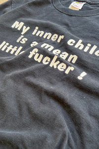 Y2K EARLY 00'S MY INNER CHILD MESSAGE T-SHIRT / BLACK [SIZE: L USED]