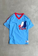 画像をギャラリービューアに読み込む, MADE IN USA 80&#39;S V-NECK EXPOS BASEBALL GAME SHIRT / LIGHT BLUE [SIZE: S USED]
